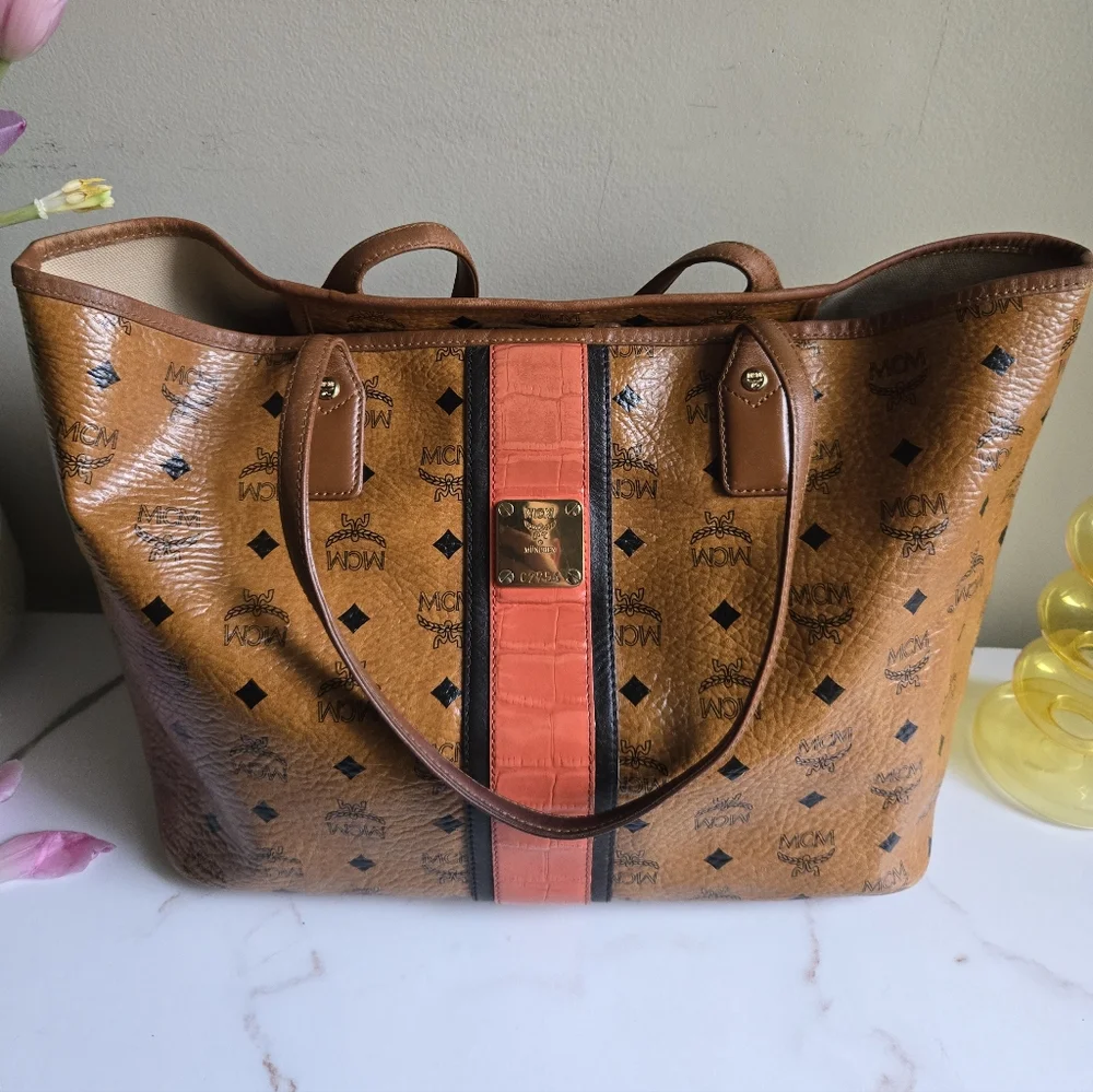 EUC MCM Visetos Croc Embossed Liz Shopper Tote Bag Limited Edition - Picture 5 of 12